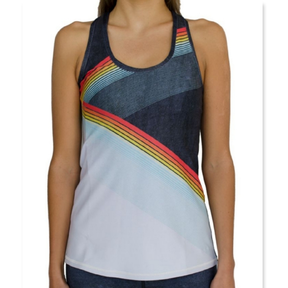 Rainbow Stripe Athletic Racerback Tank Top